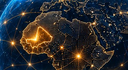Carte lumineuse de l'Afrique sur un globe