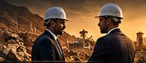 Deux professionnels en casque sur un site minier